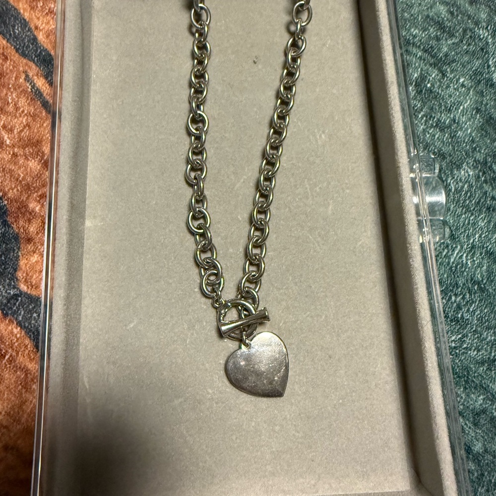 Sterling Silver Heart Toggle Necklace